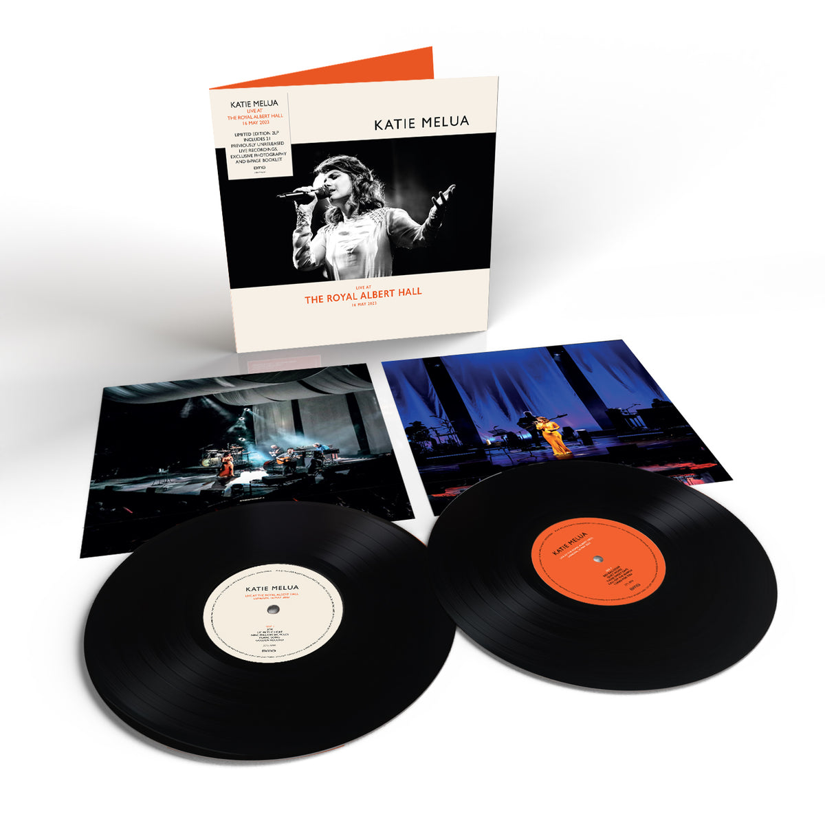 Katie Melua vinyl record set with album cover and live performance photo.
