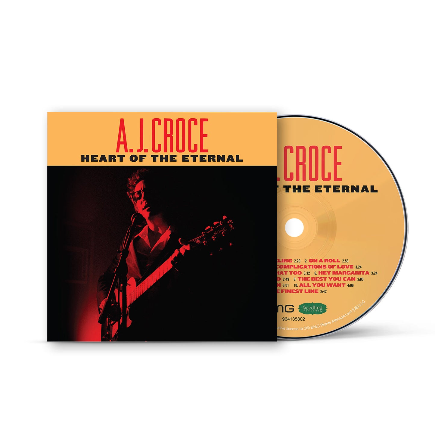 A.J. Croce album cover featuring a portrait and tracklist on a CD case.