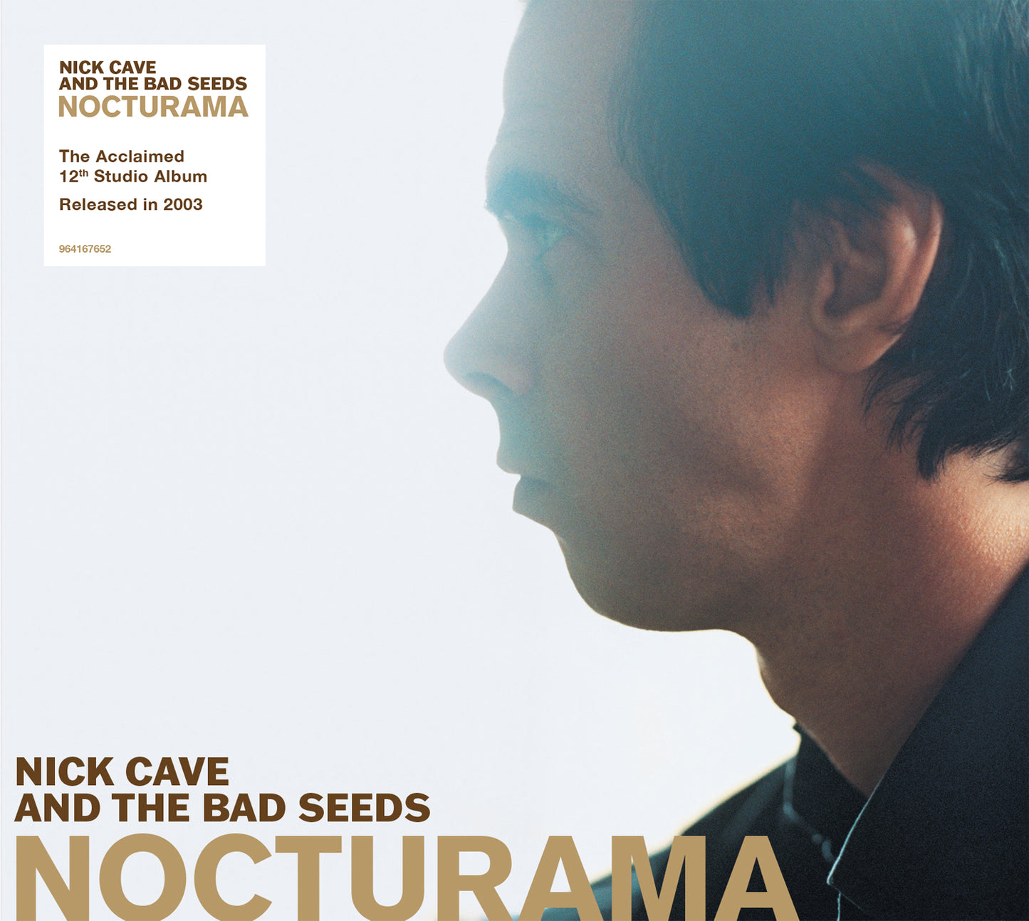 CD cover for Nick Cave & The Bad Seeds’ album Nocturama, profile portrait.
