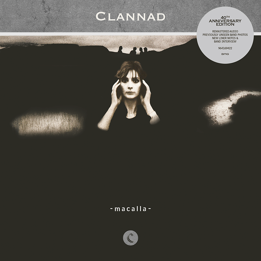 Clannad “Macalla” CD cover: woman’s portrait with band in background.