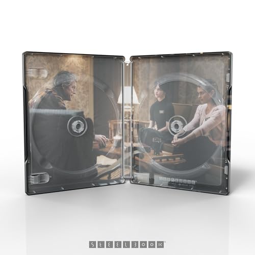 Open Heretic Blu-ray steelbook case showing interior artwork of three people in a room.