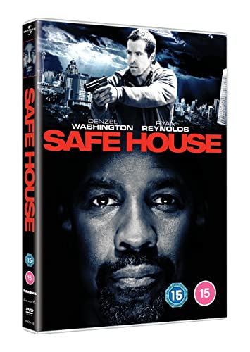 Safe House" DVD cover featuring Denzel Washington and Ryan Reynolds with guns.