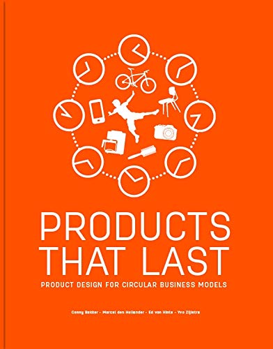 Orange book cover with clocks, a bicycle, and text: “Products That Last.”