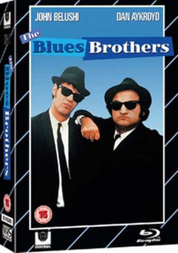 The Blues Brothers Blu-ray cover featuring John Belushi and Dan Aykroyd in black suits.