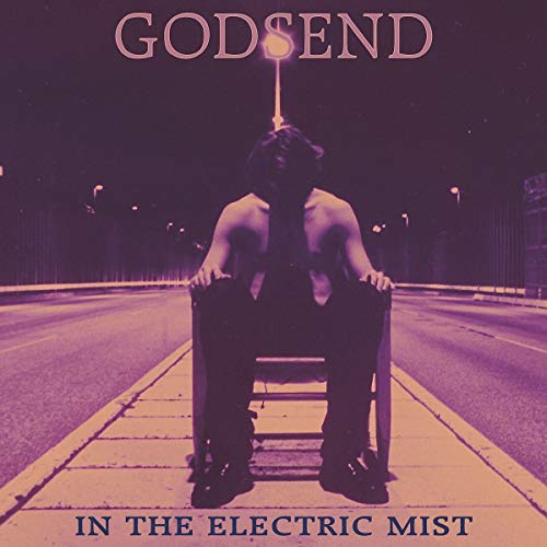 Purple-toned album cover featuring a shirtless person sitting on a road at night.