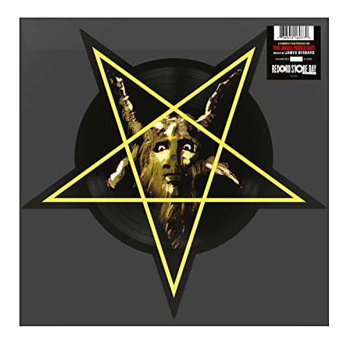 Pentagram-shaped picture disc vinyl featuring a horned devil face with a Record Store Day sticker.