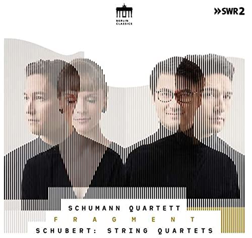 CD cover featuring a fragmented portrait of four men in suits.