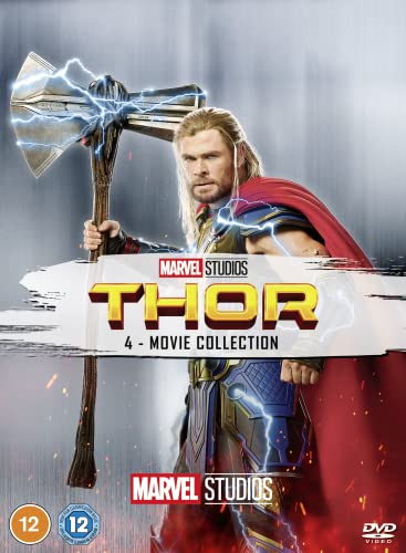 Thor DVD box set cover featuring Chris Hemsworth with a glowing weapon.