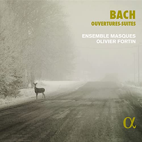 CD cover for Bach’s Ouvertures-Suites by Ensemble Masques, with deer image.
