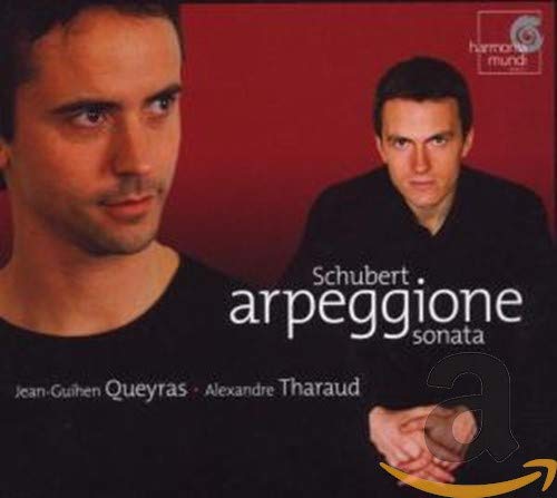 CD cover featuring portraits of two men, text “Schubert arpeggione sonata”.