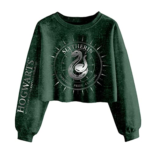Superheroes Inc. Harry Potter - Slytherin Constellation (Womens Green Sweatshirt Cropped) Medium