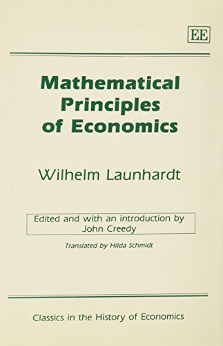 Book cover for Mathematical Principles of Economics by Wilhelm Launhardt with green text.