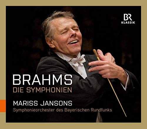 CD cover featuring conductor Mariss Jansons with text “BRAHMS” and “Jansons”.