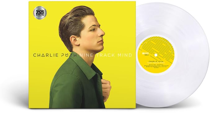 Charlie Puth’s “Nine Track Mind” vinyl record and yellow album cover.