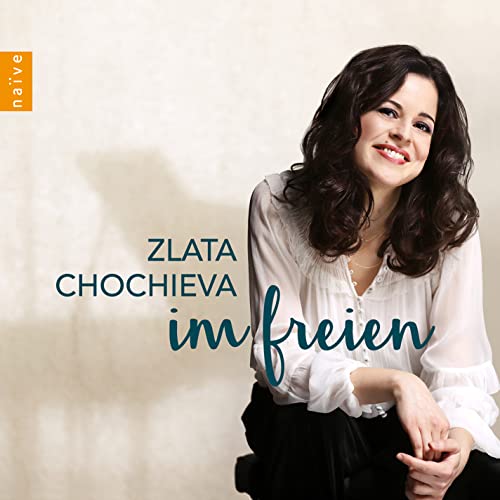 CD cover featuring pianist Zlata Chochieva with dark curly hair.