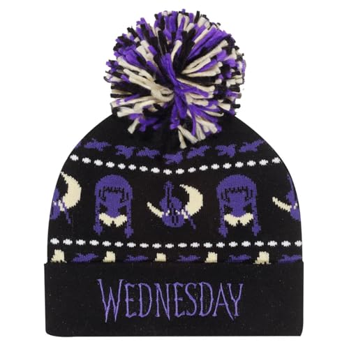 Wednesday - Silhouette ( Unisex Black Pom Beanie) One Size