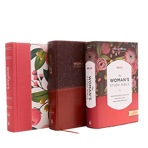 NKJV, The Woman's Study Bible, Leathersoft, Brown/Burgundy, Red Letter, Full-Color Edition, Thumb Indexed : Receiving God's Truth for Balance, Hope, and Transformation
