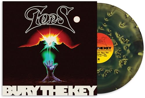 Vinyl record of Tops’ “Bury The Key” with colorful, swirled disc.