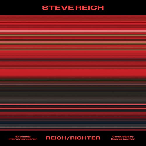 Album cover for Steve Reich & Max Richter vinyl, red striped design.