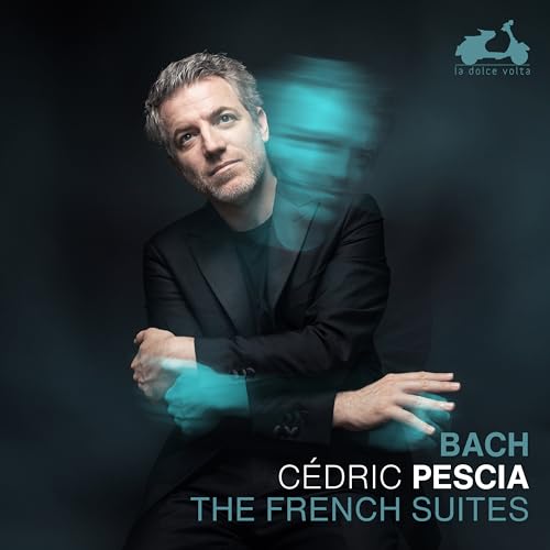 CD cover: portrait of pianist Cedric Pescia with blue lighting.