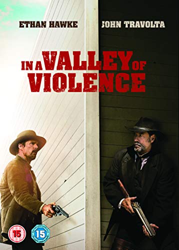 DVD cover for In a Valley of Violence featuring Ethan Hawke and John Travolta.