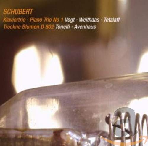 CD cover for Schubert's Piano Trio No. 1 with abstract lighting.