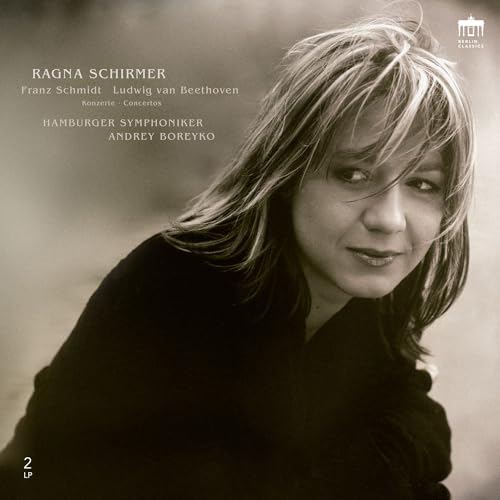 Close-up portrait of pianist Ragna Schirmer on a vinyl record cover.