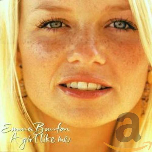 Close-up of Emma Bunton with blonde hair and the album title.
