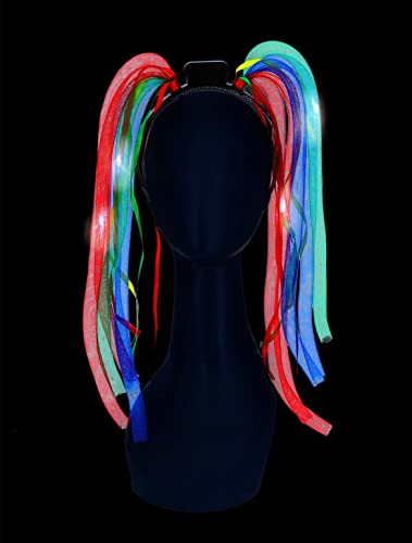 Smiffys 53309 LED Light Up Rainbow Spaghetti Headband, Unisex Children, Multi-Colour, One Size