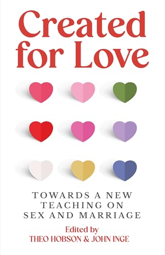 Book cover with title "Created for Love" and colorful heart illustrations.