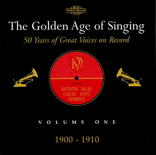 CD cover: vintage gramophone illustration, red record label, text "The Golden Age of Singing".