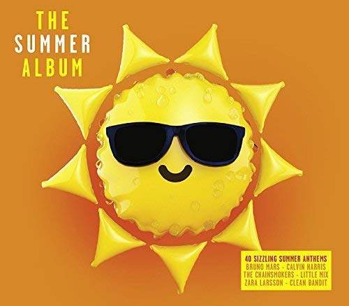 CD cover: yellow sun with sunglasses and droplets, text listing artists.