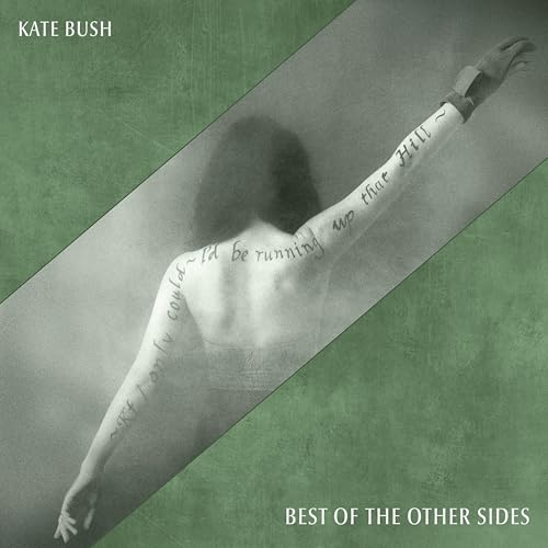Kate Bush album cover showing a woman with lyrics written on her arm.