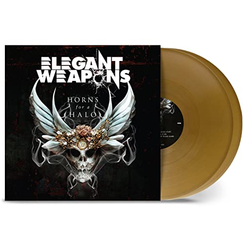 Elegant Weapons vinyl record with skull and wings cover art, gold disc.