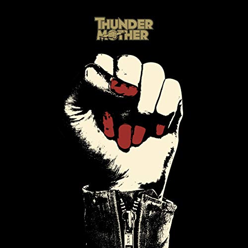 Thundermother album cover: raised fist with red nails, black background.