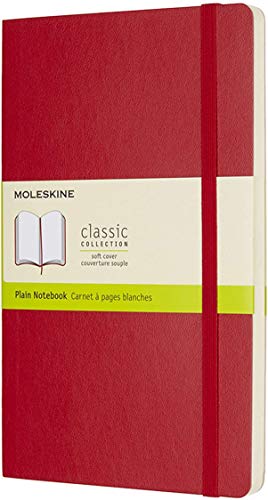 Moleskine Classic Plain Paper Notebook - Soft Cover And Elastic Closure Journal - Color Scarlet Red - Large 13 X 21 A5 - 192 Pages