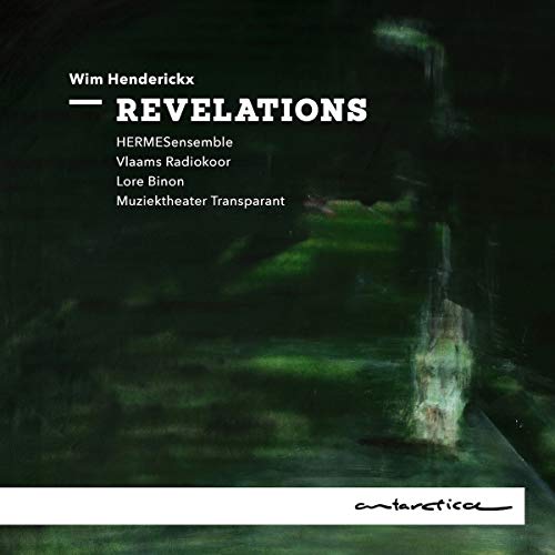 CD cover for "Revelations" by Henderickx, Binon, and Muziekthe, dark green tones.