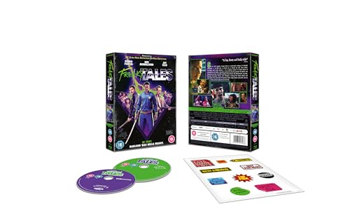 Freaky Tales" UHD Blu-ray case with discs and collectible stickers.