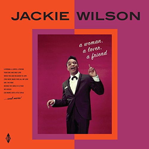 Jackie Wilson album cover, featuring a smiling man in a suit.