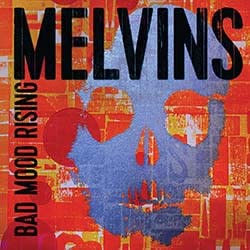 Melvins album cover: skull graphic with red and orange abstract background.