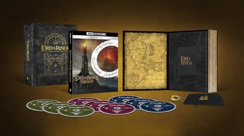 Lord of the Rings Blu-ray gift set with box, case, discs, and map.