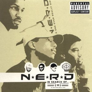 N.E.R.D. album cover featuring portraits of band members in sepia tones.