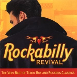 CD cover featuring a man in a leather jacket with "Rockabilly" text.
