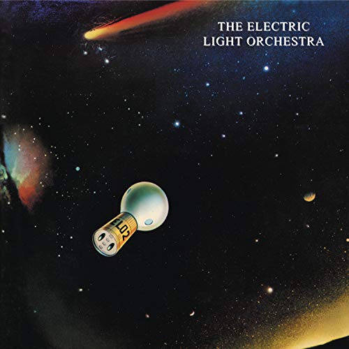 Electric Light Orchestra album cover: spaceship in a starry, colorful sky.