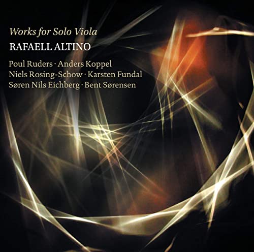 CD cover for Rafaell Altino’s “Works for Solo Viola” with abstract light streaks.