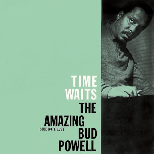 Album cover for Bud Powell’s “Time Waits” featuring a portrait and text.