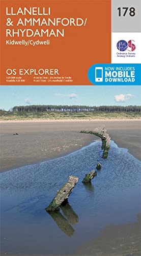 Llanelli & Ammanford / Rhydaman Map | Kidwelly / Cydwelli | Ordnance Survey | OS Explorer Map 178 | Wales | Walks | Hiking | Maps | Adventure