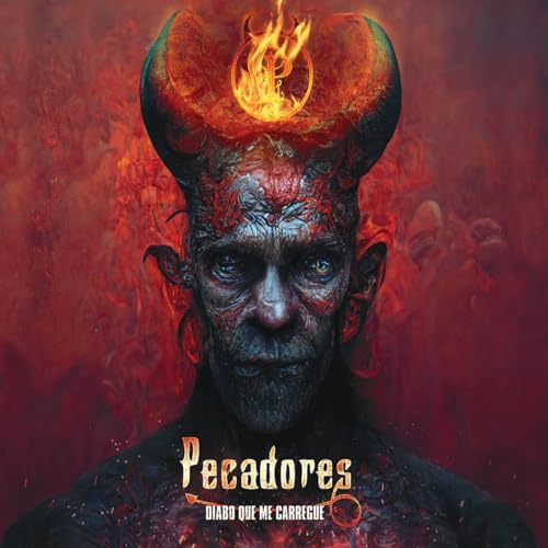 Album cover: demonic face with horns and flames, text "Pecadores" below.