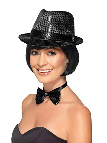 Smiffys Unisex Sequin Trilby Hat (Black)