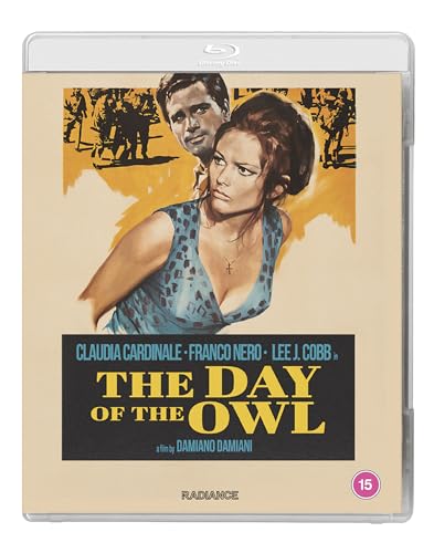 Blu-ray cover for "The Day Of The Owl" featuring two figures in distress.
